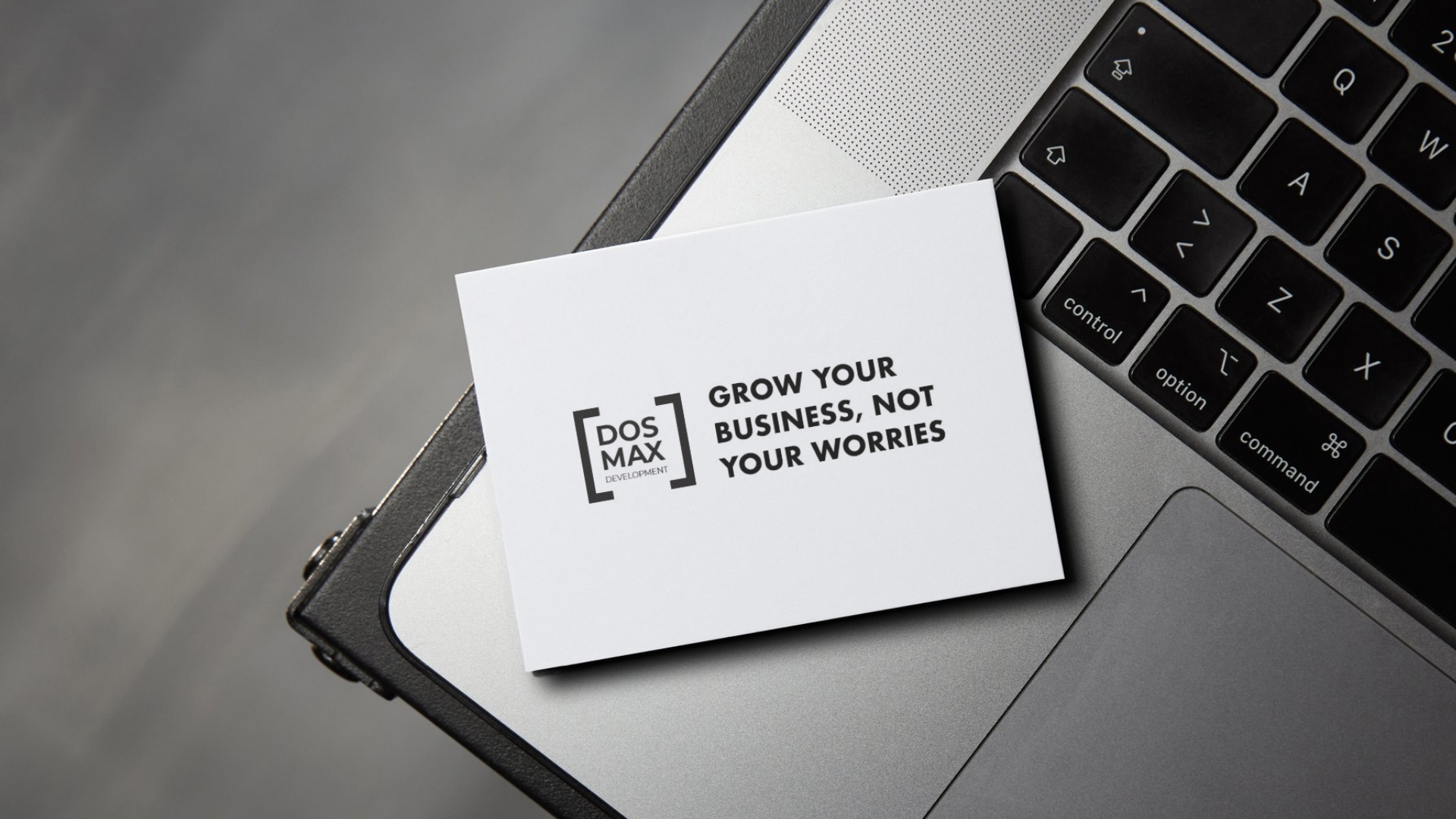 Dosmax card with the slogan 'Grow your business, not your worries.